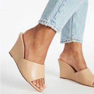 Shoe Dazzle Beige Wedge Sandals